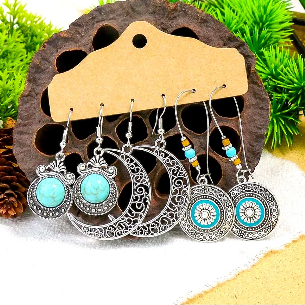 Set of 3 Pairs of Vintage Boho Earrings – Lunar Energy